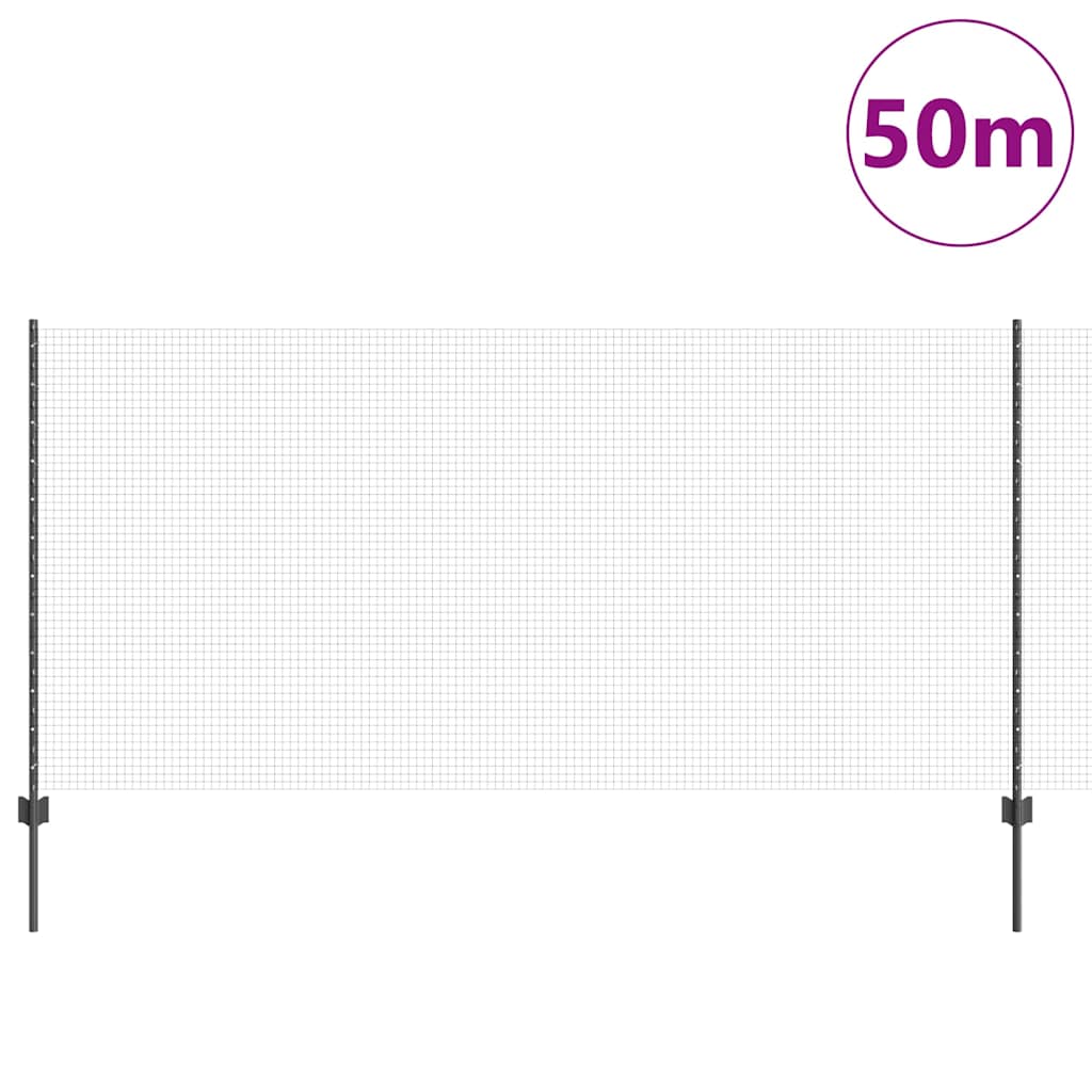 vidaXL Ogrodzenie z drutu spawanego z słupkami 50 x 1,2 m Szary Siatka