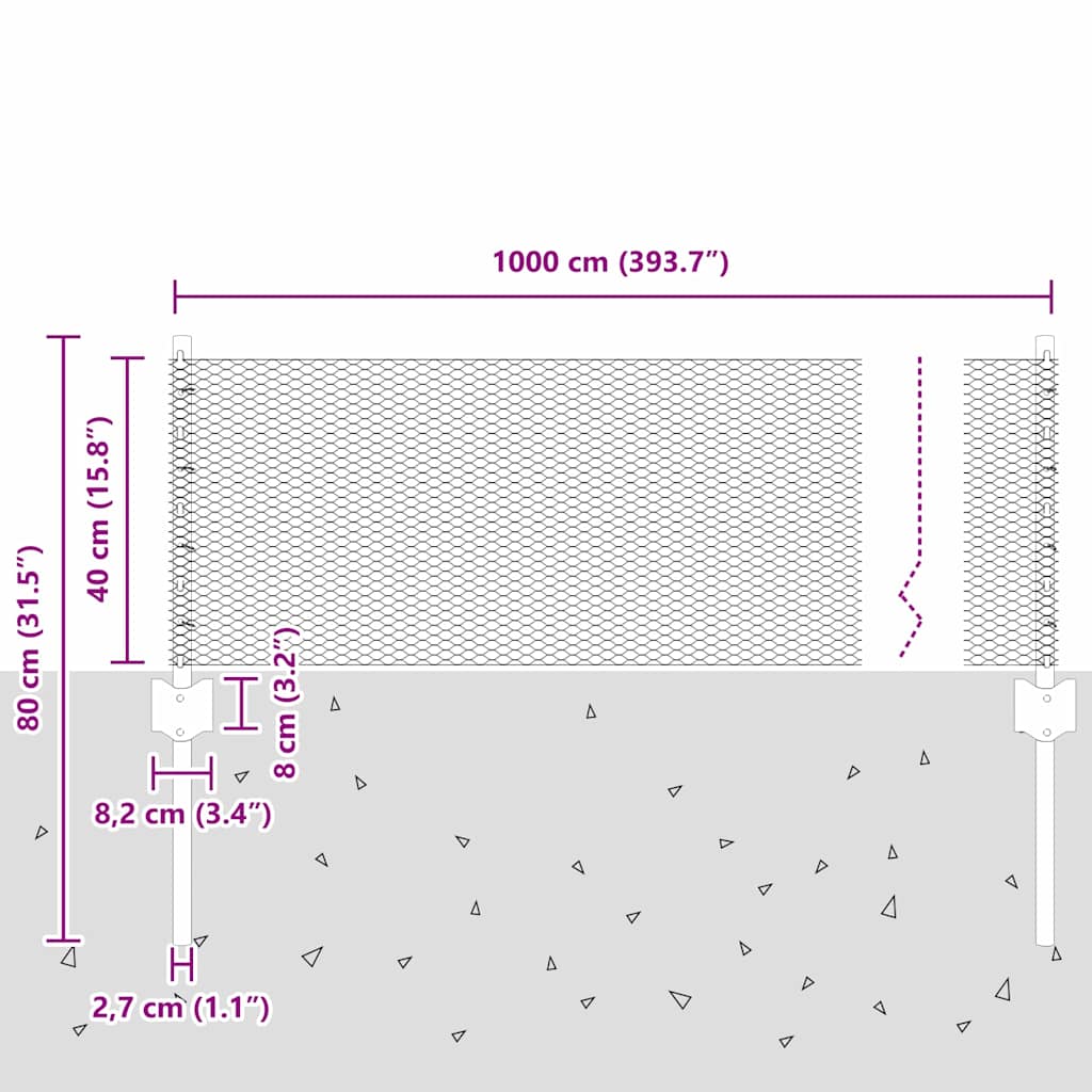 vidaXL Spawana siatka ogrodzeniowa 10 x 0,4 m Stal pokryta PVC zielony