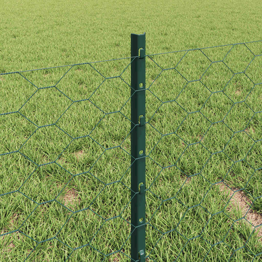 vidaXL Sześciokątne ogrodzenie z słupkiem 10 x 0,4 m Stal pokryta PVC