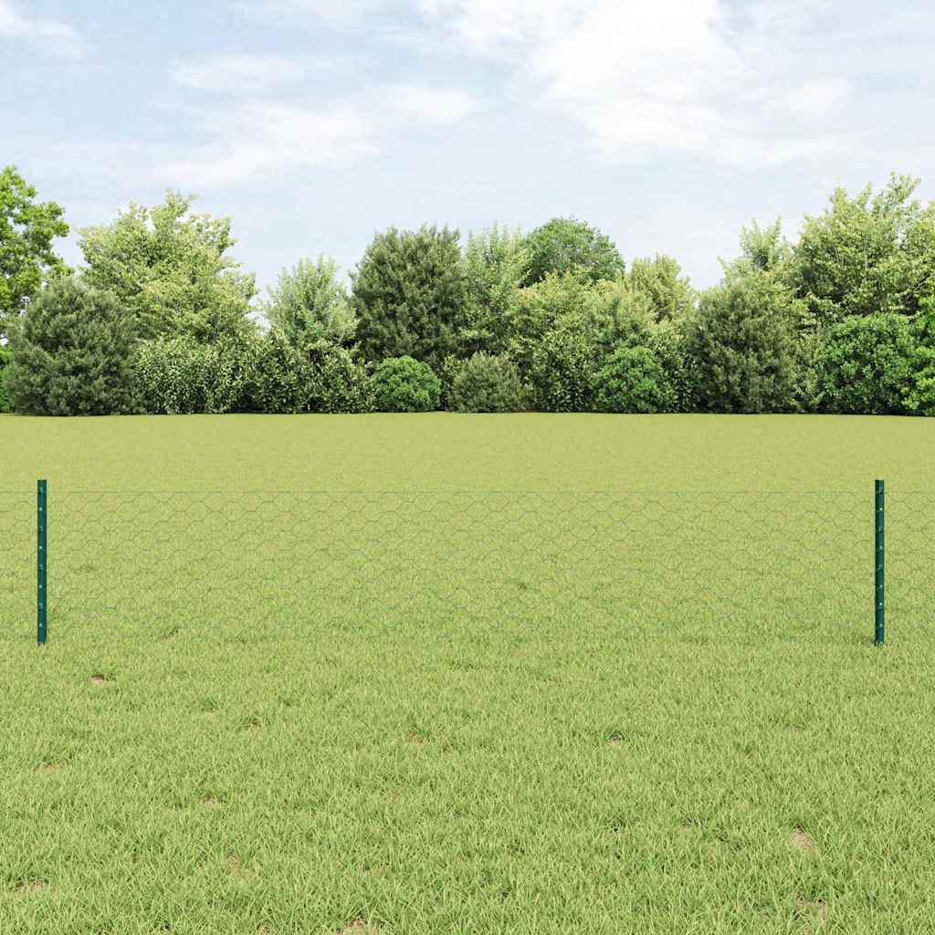 vidaXL Sześciokątne ogrodzenie z słupkiem 10 x 0,4 m Stal pokryta PVC