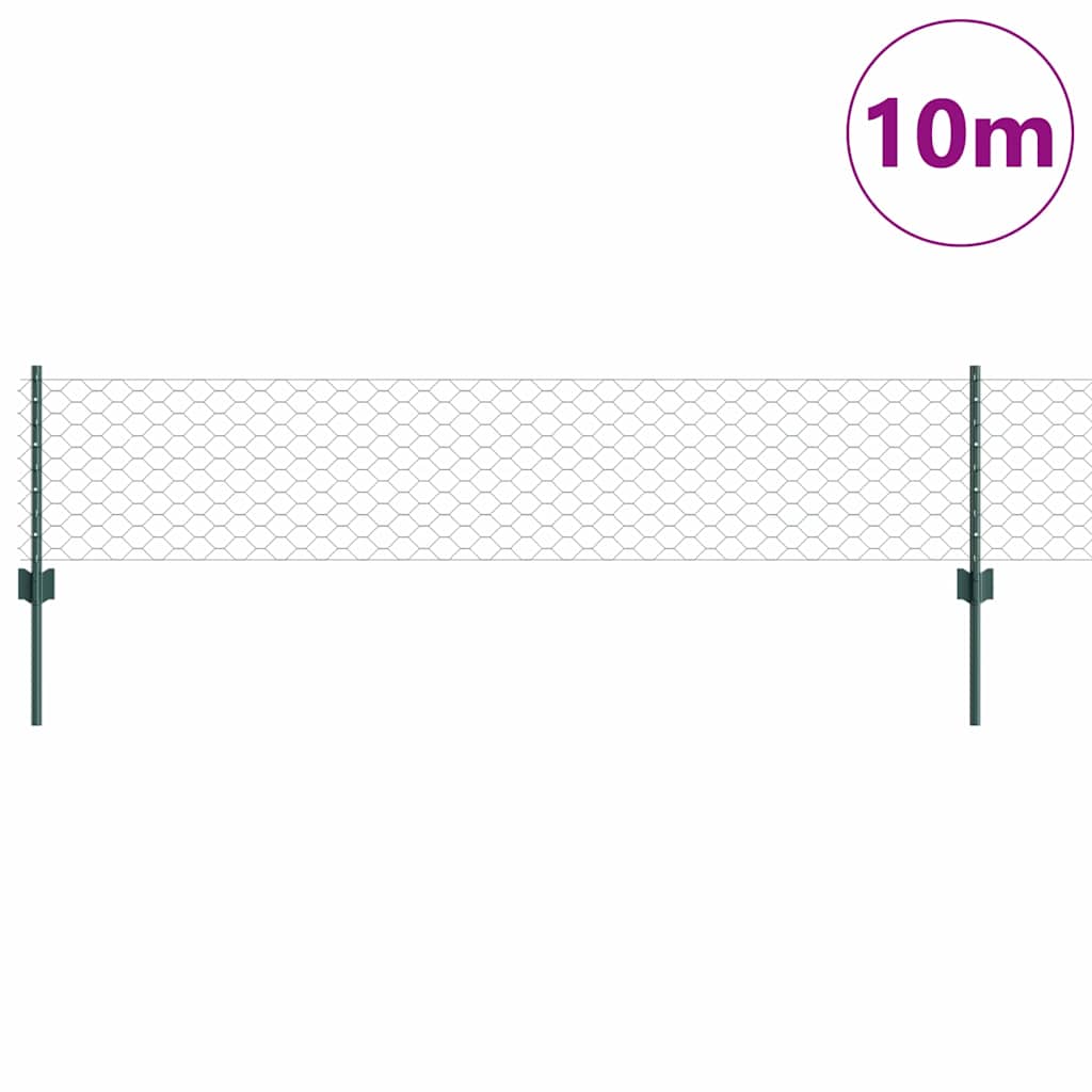 vidaXL Sześciokątne ogrodzenie z słupkiem 10 x 0,4 m Stal pokryta PVC