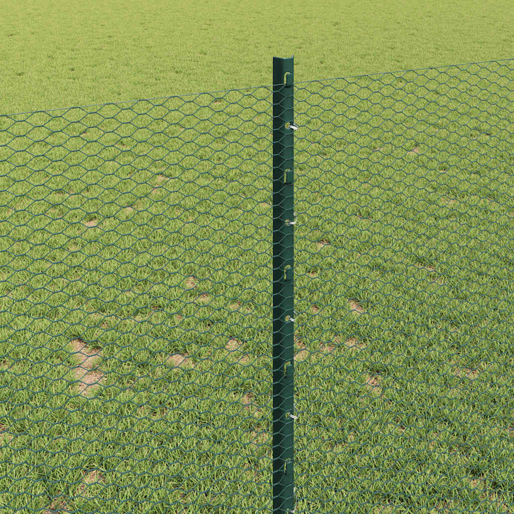 vidaXL Sześciokątne ogrodzenie z słupkiem 10 x 1 m Stal pokryta PVC