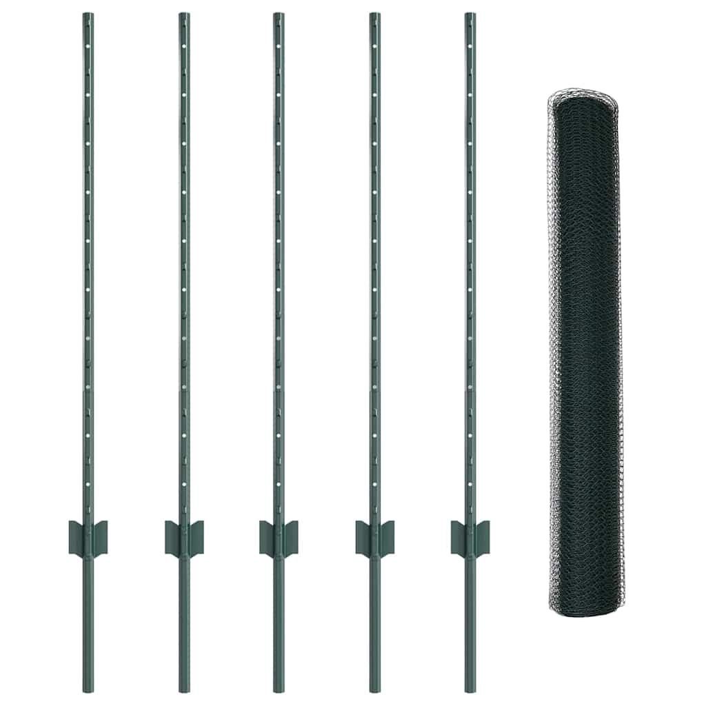vidaXL Sześciokątne ogrodzenie z słupkiem 10 x 1 m Stal pokryta PVC