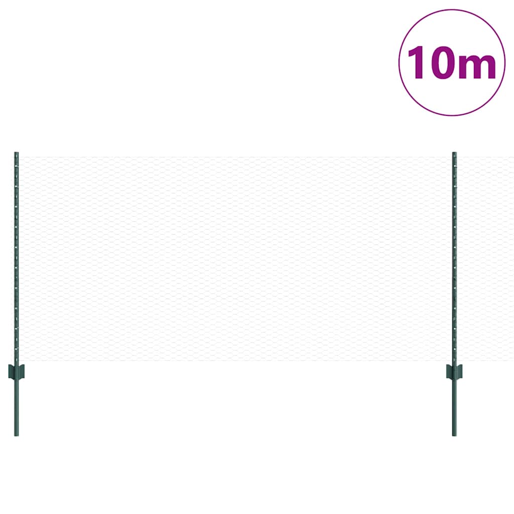 vidaXL Sześciokątne ogrodzenie z słupkiem 10 x 1 m Stal pokryta PVC