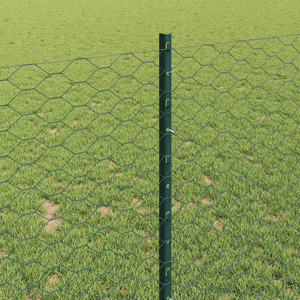 vidaXL Sześciokątne ogrodzenie z słupkiem 10 x 1 m Stal pokryta PVC