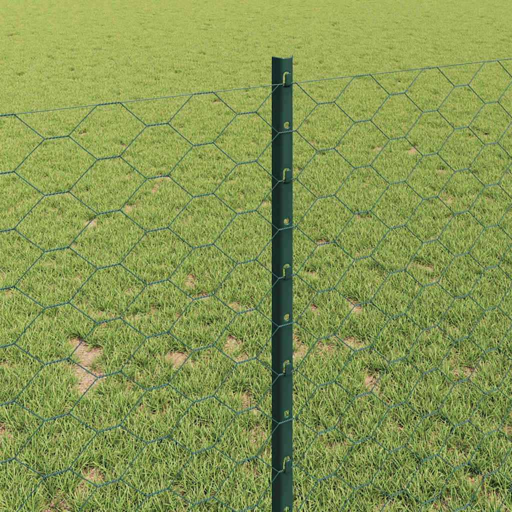 vidaXL Sześciokątne ogrodzenie z słupkiem 10 x 1 m Stal pokryta PVC