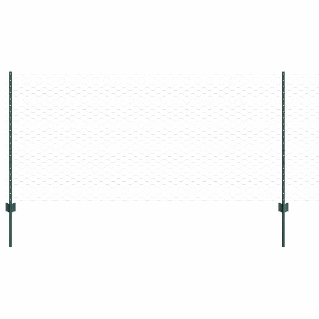 vidaXL Sześciokątne ogrodzenie z słupkiem 10 x 1 m Stal pokryta PVC
