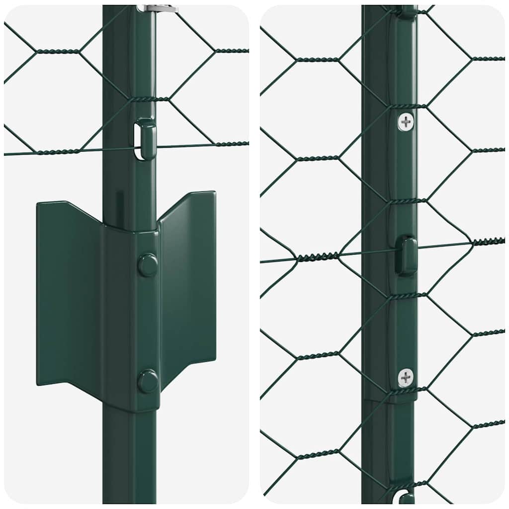 vidaXL Sześciokątne ogrodzenie z słupkiem 10 x 1,2 m Stal pokryta PVC