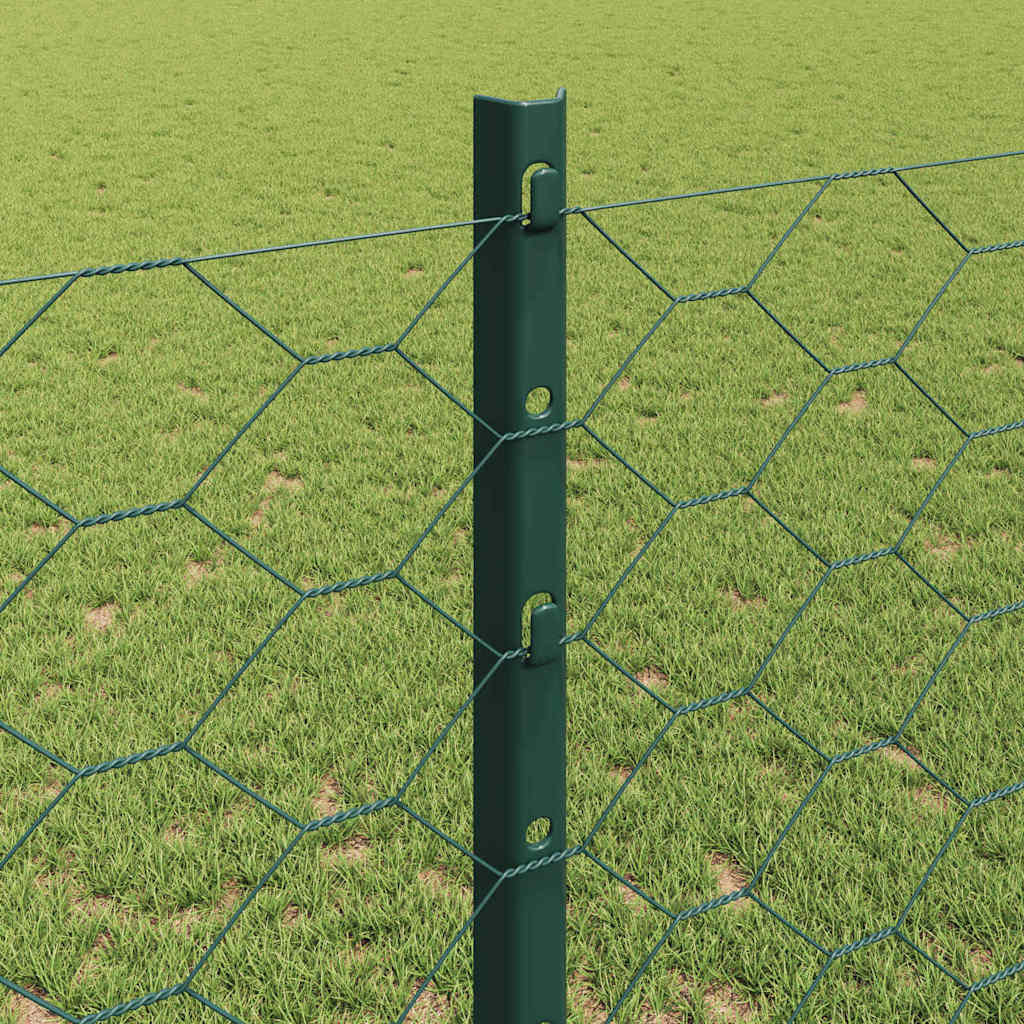 vidaXL Sześciokątne ogrodzenie z słupkiem 10 x 1,2 m Stal pokryta PVC