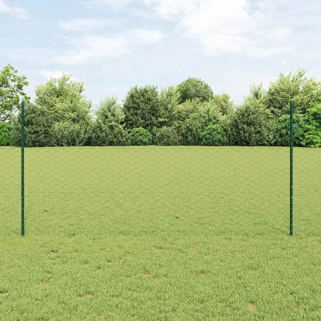 vidaXL Sześciokątne ogrodzenie z słupkiem 10 x 1,2 m Stal pokryta PVC