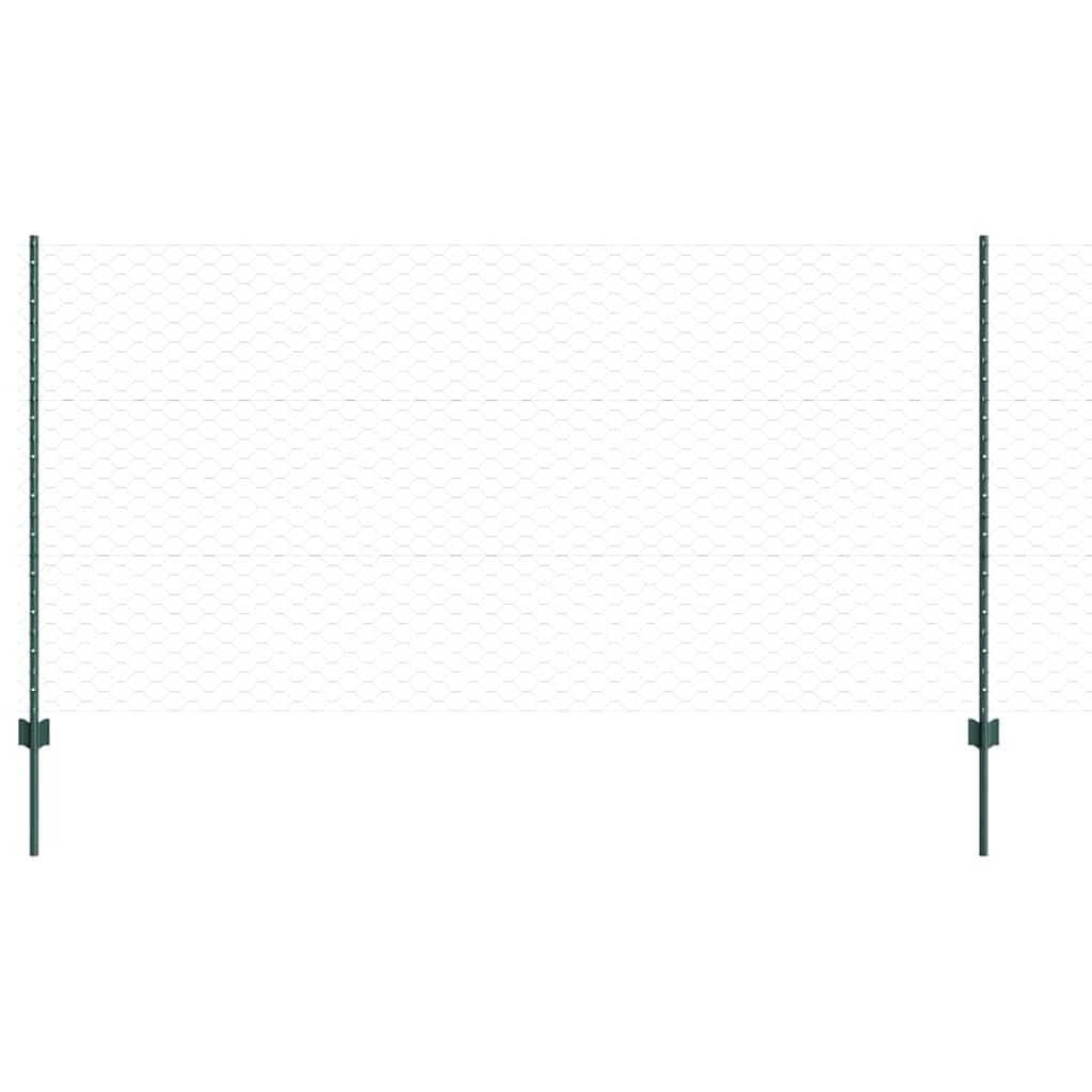 vidaXL Sześciokątne ogrodzenie z słupkiem 10 x 1,2 m Stal pokryta PVC