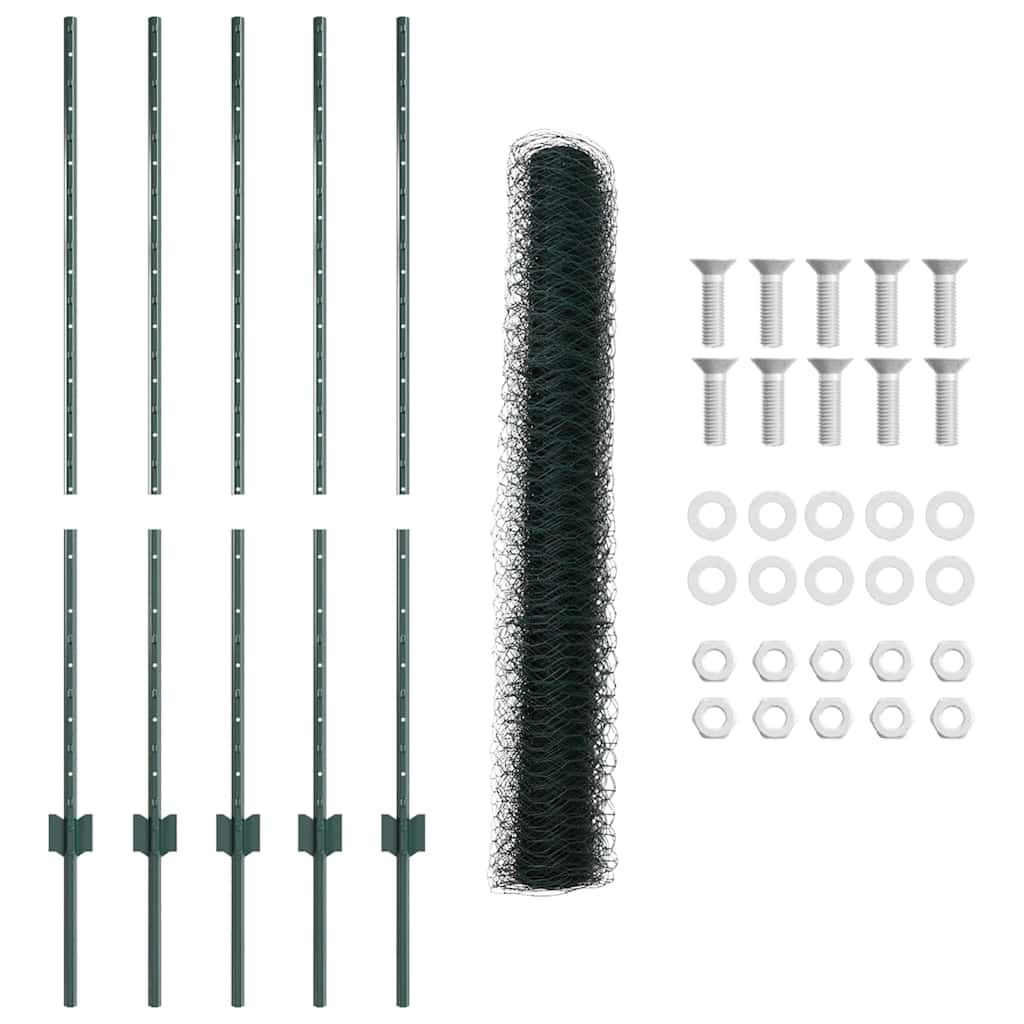 vidaXL Sześciokątne ogrodzenie z słupkiem 10 x 1,2 m Stal pokryta PVC