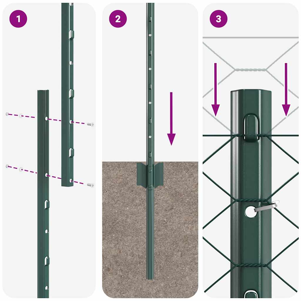 vidaXL Sześciokątne ogrodzenie z słupkiem 10 x 1,2 m Stal pokryta PVC