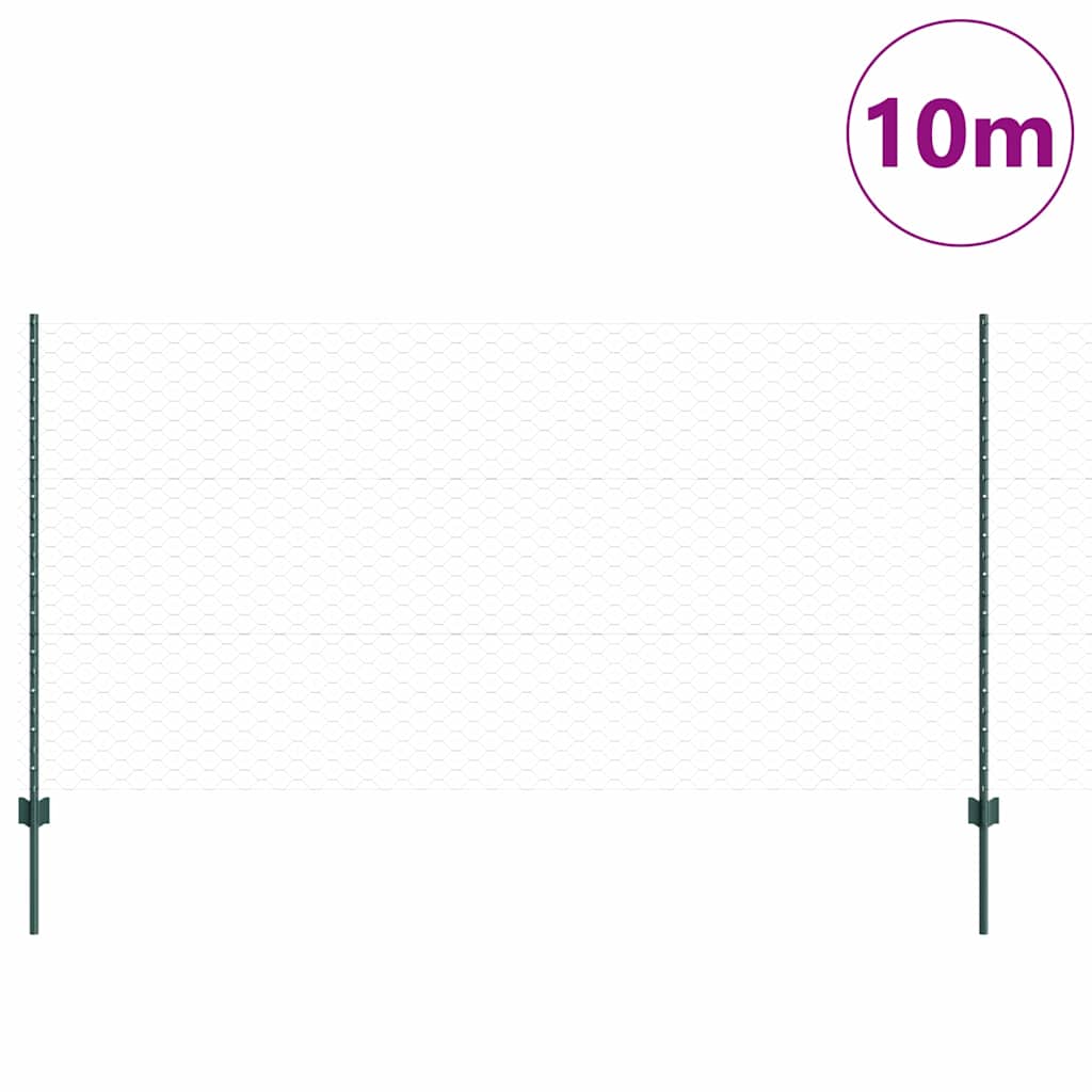 vidaXL Sześciokątne ogrodzenie z słupkiem 10 x 1,2 m Stal pokryta PVC