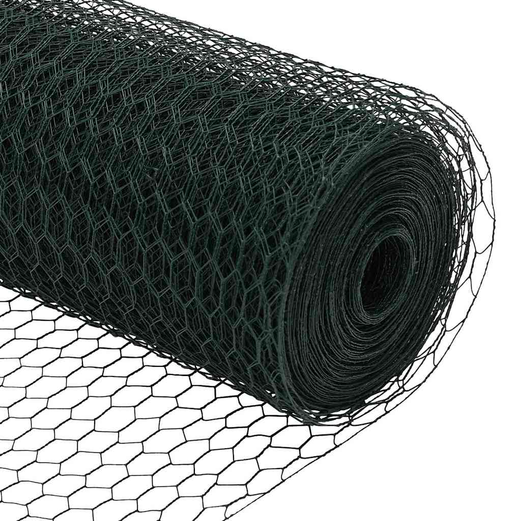 vidaXL Sześciokątne ogrodzenie z słupkiem 100 x 1,5 m Stal pokryta PVC