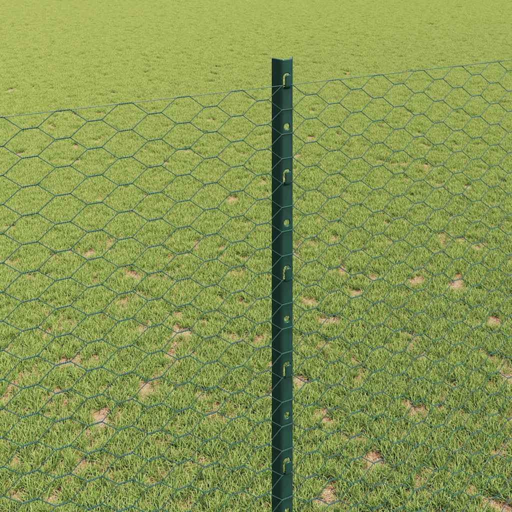 vidaXL Sześciokątne ogrodzenie z słupkiem 100 x 1,5 m Stal pokryta PVC