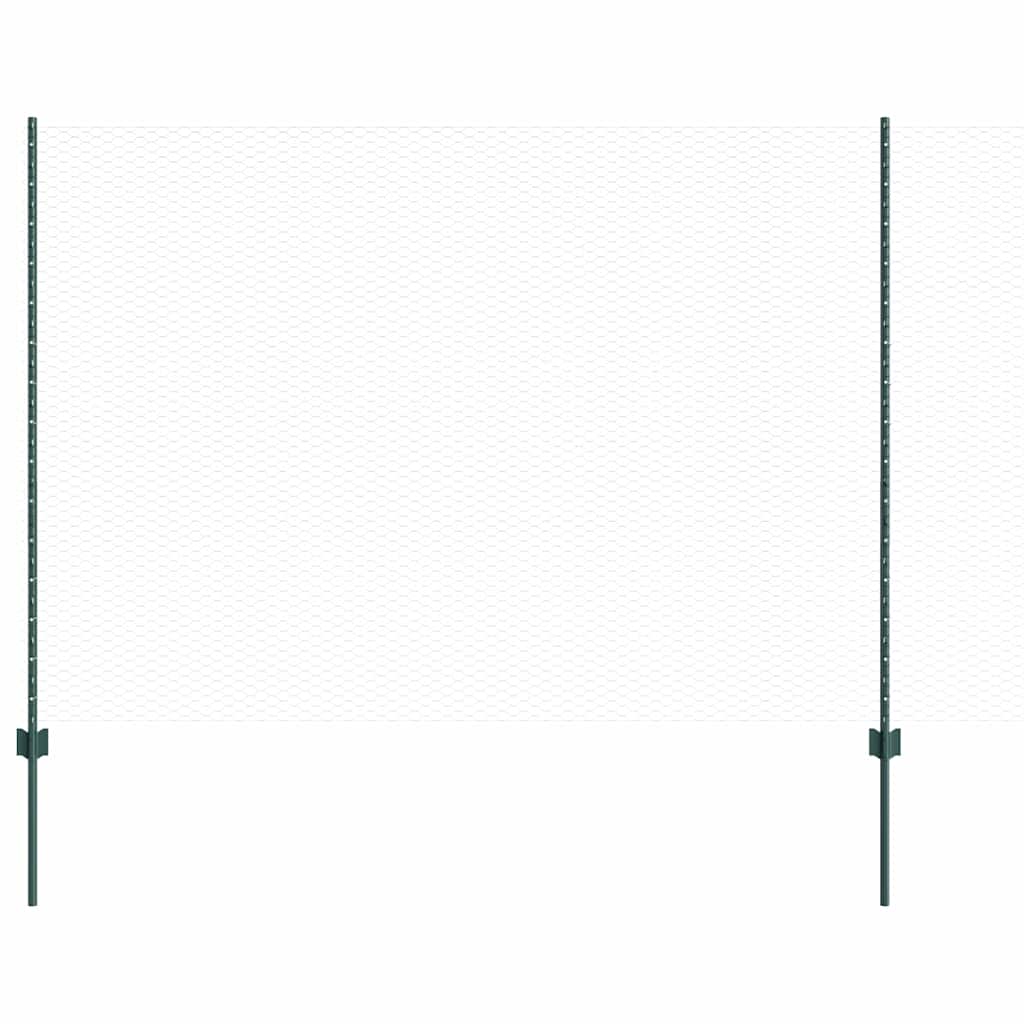 vidaXL Sześciokątne ogrodzenie z słupkiem 100 x 1,5 m Stal pokryta PVC