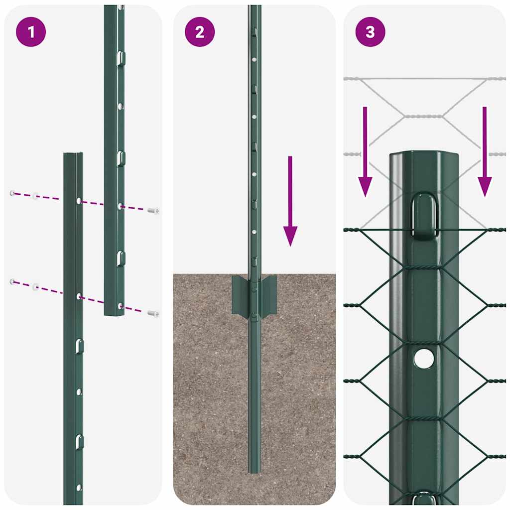 vidaXL Sześciokątne ogrodzenie z słupkiem 100 x 1,5 m Stal pokryta PVC