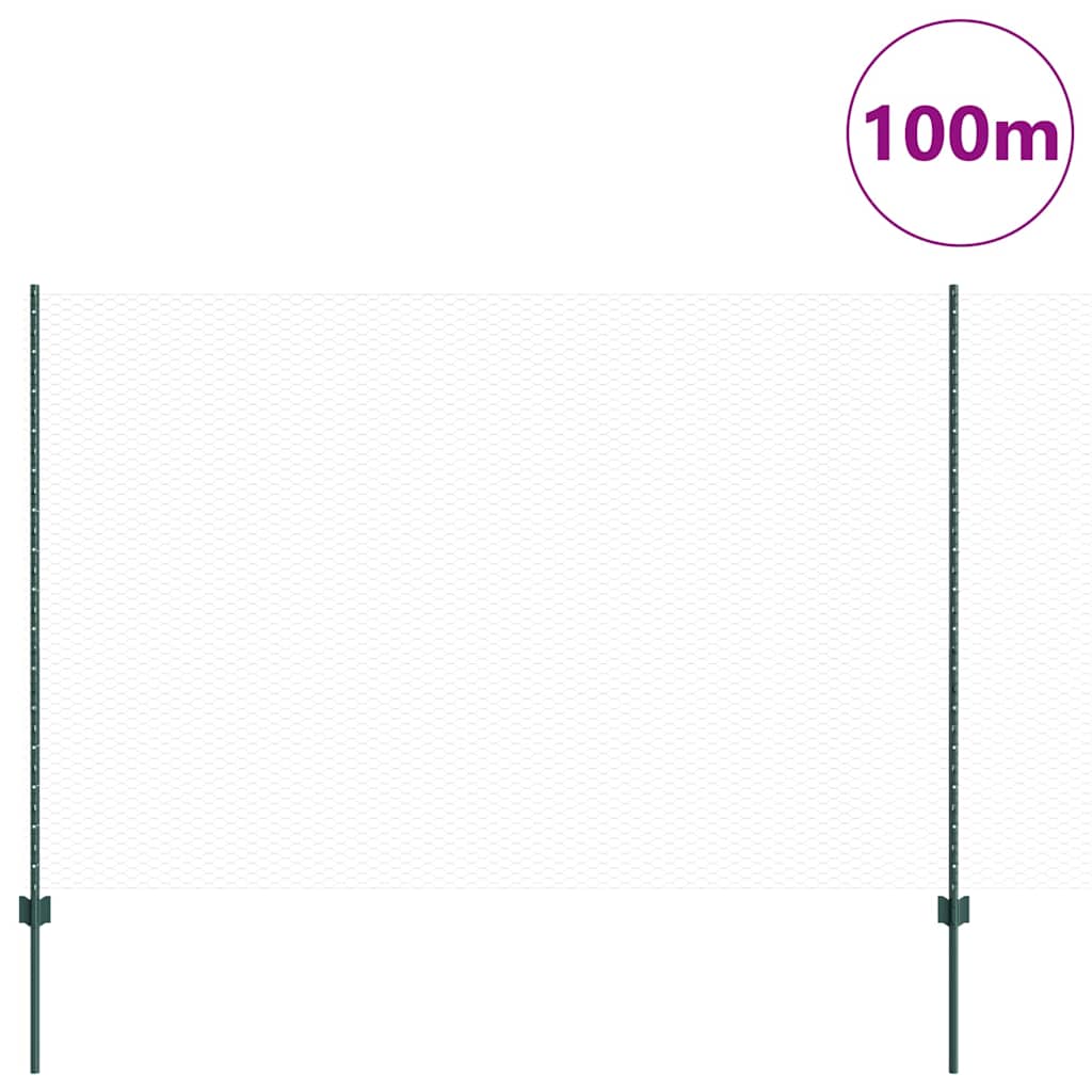 vidaXL Sześciokątne ogrodzenie z słupkiem 100 x 1,5 m Stal pokryta PVC