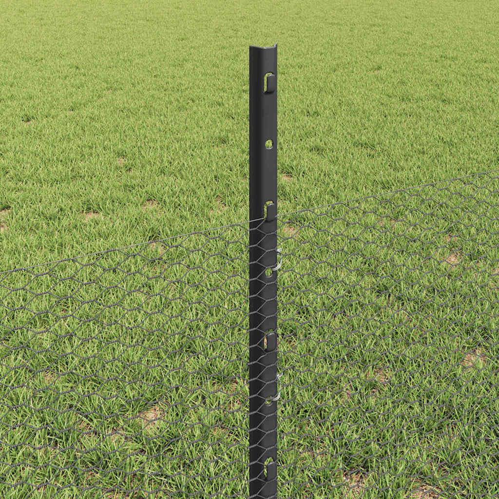 vidaXL Sześciokątne ogrodzenie z słupkiem 10 x 0,5 m Stal pokryta PVC