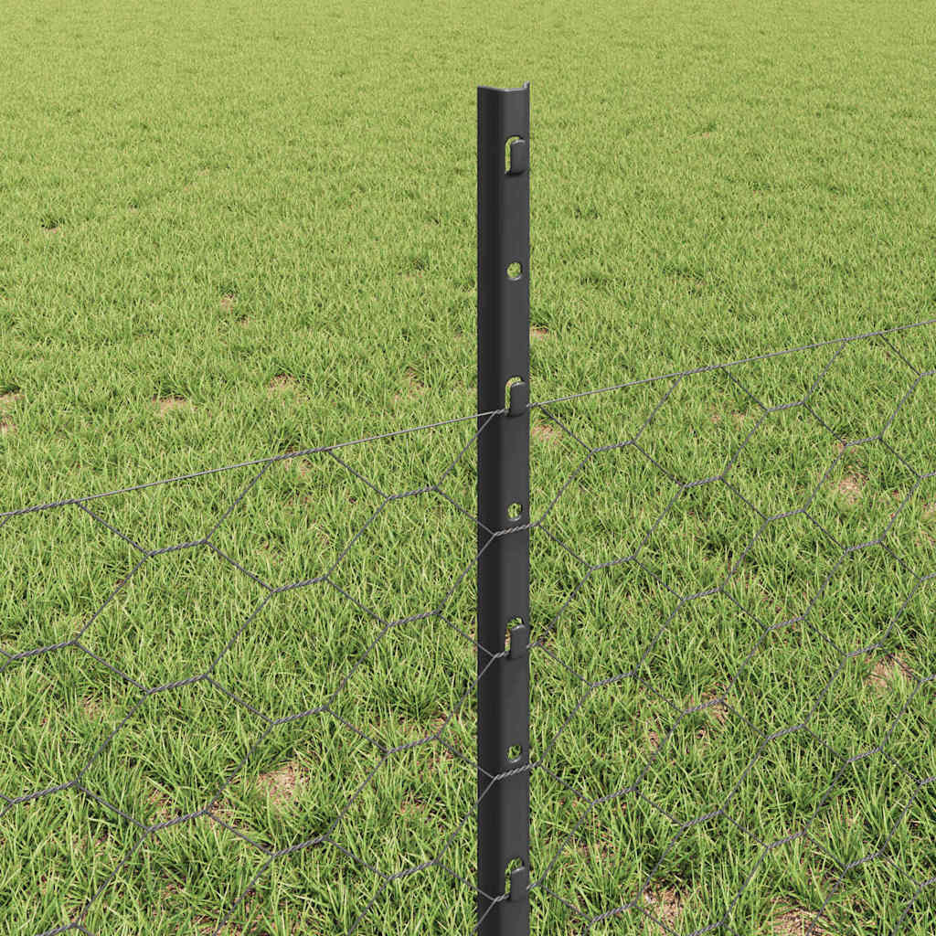 vidaXL Sześciokątne ogrodzenie z słupkiem 10 x 0,5 m Stal pokryta PVC