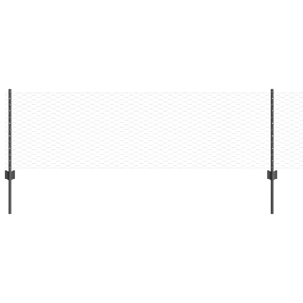 vidaXL Sześciokątne ogrodzenie z słupkiem 10 x 0,6 m Stal pokryta PVC