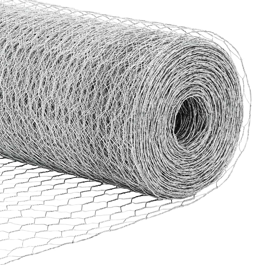 vidaXL Sześciokątne ogrodzenie z słupkiem 25 x 1,2 m Stal ocynkowana