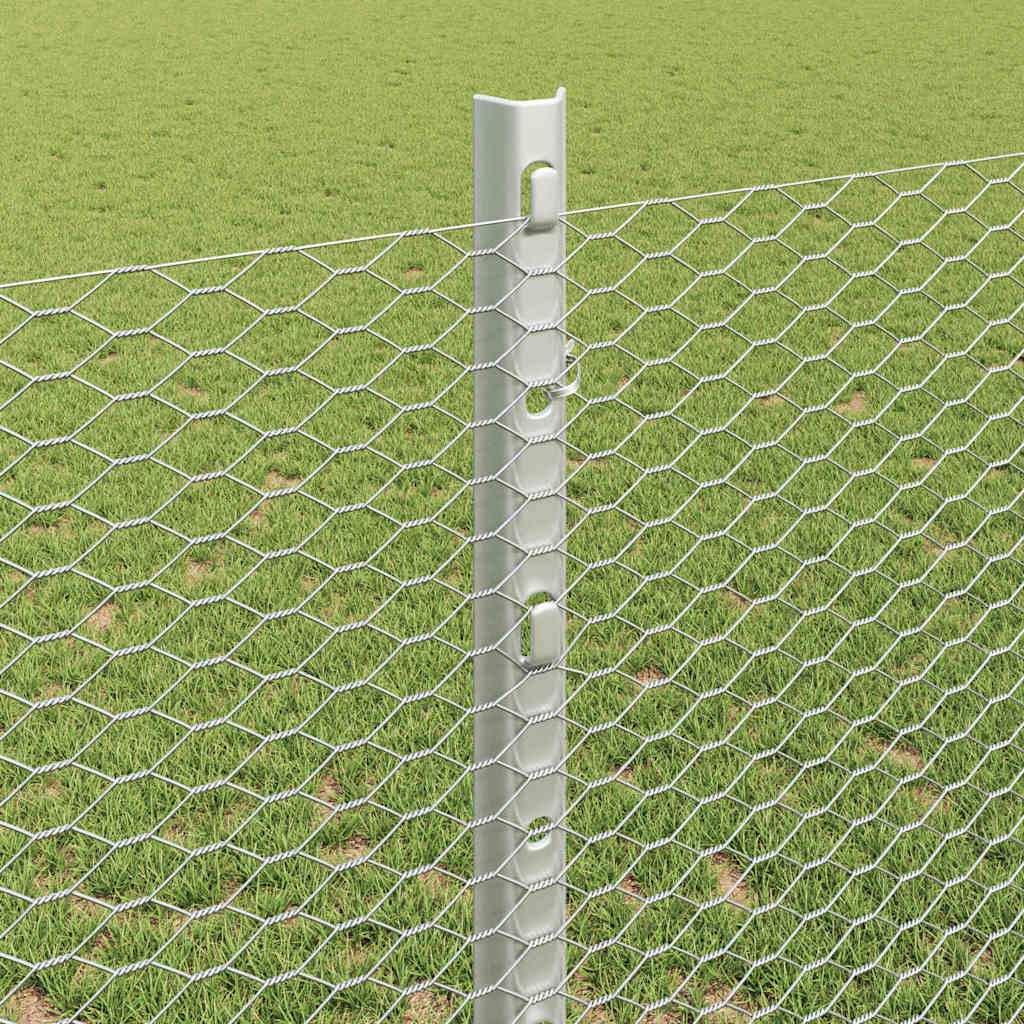 vidaXL Sześciokątne ogrodzenie z słupkiem 25 x 1,2 m Stal ocynkowana