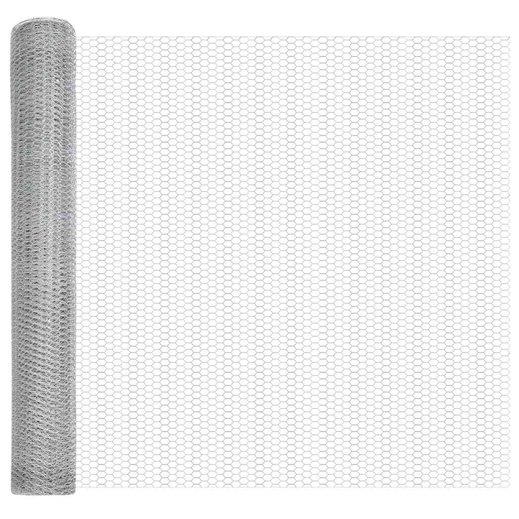 vidaXL Sześciokątne ogrodzenie z słupkiem 25 x 1,2 m Stal ocynkowana