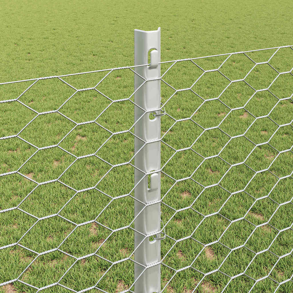 vidaXL Sześciokątne ogrodzenie z słupkiem 25 x 1,2 m Stal ocynkowana
