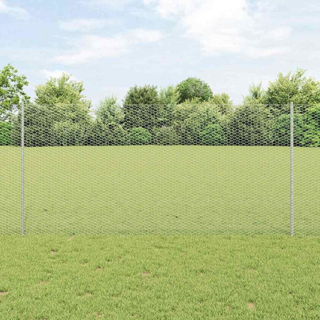 vidaXL Sześciokątne ogrodzenie z słupkiem 25 x 1,2 m Stal ocynkowana