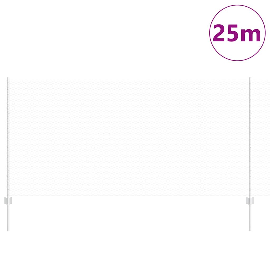 vidaXL Sześciokątne ogrodzenie z słupkiem 25 x 1,2 m Stal ocynkowana