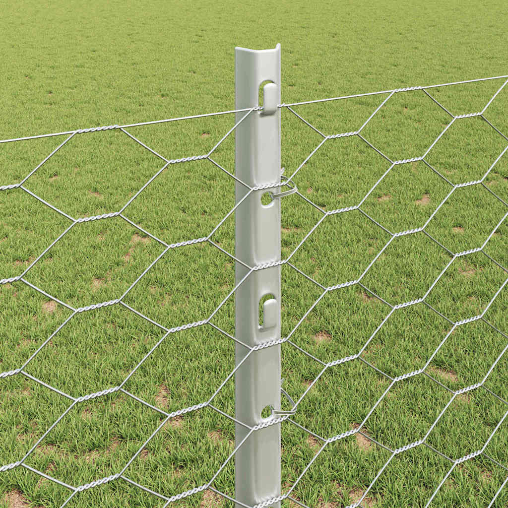 vidaXL Sześciokątne ogrodzenie z słupkiem 25 x 1,2 m Stal ocynkowana