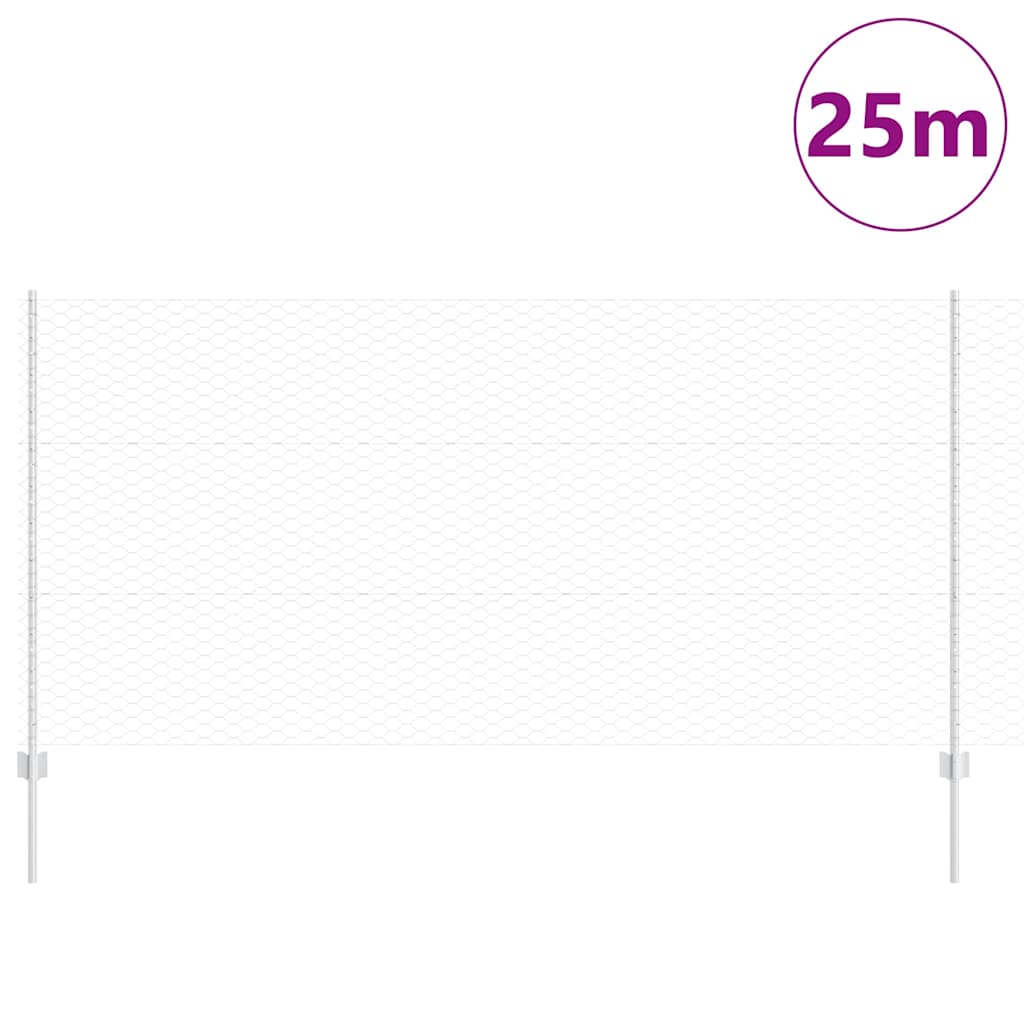 vidaXL Sześciokątne ogrodzenie z słupkiem 25 x 1,2 m Stal ocynkowana