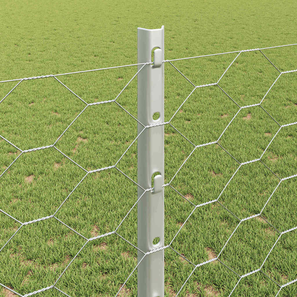 vidaXL Sześciokątne ogrodzenie z słupkiem 25 x 1,2 m Stal ocynkowana