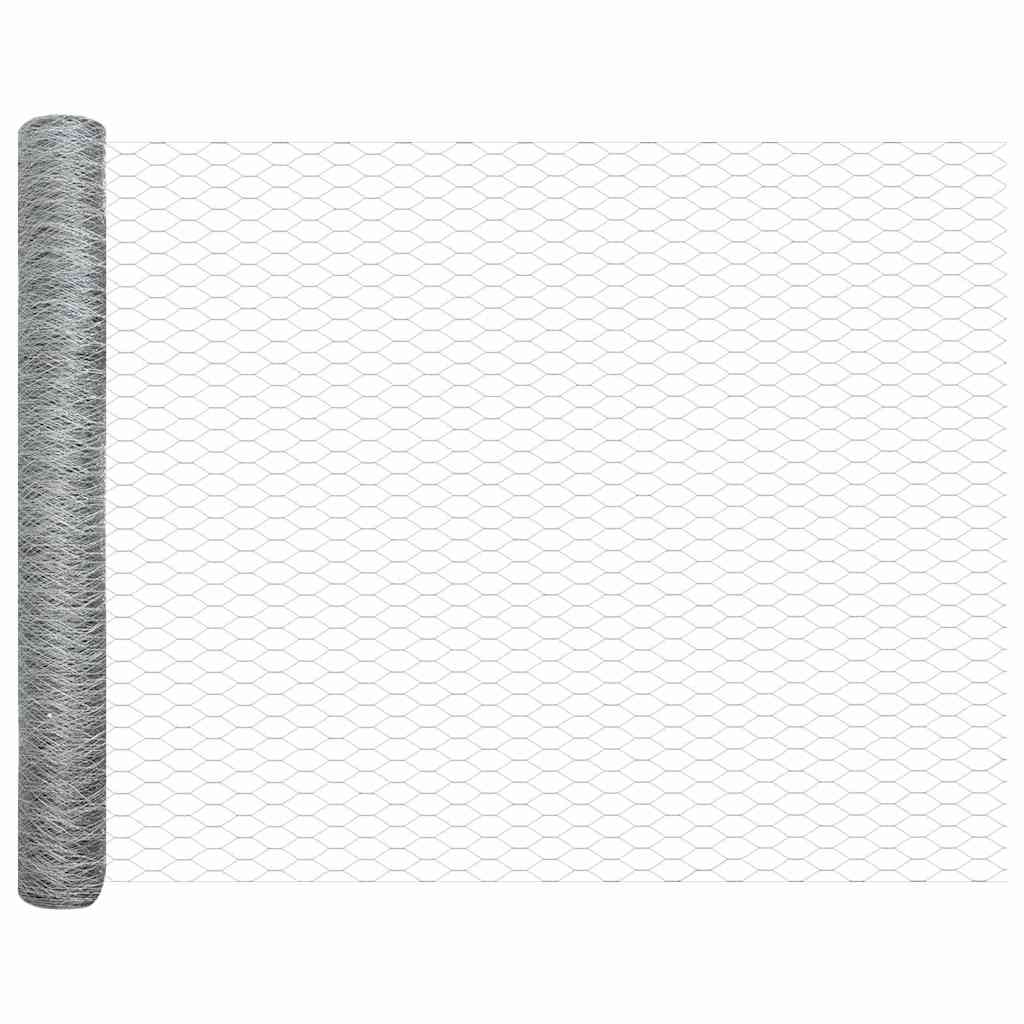 vidaXL Sześciokątne ogrodzenie z słupkiem 25 x 1,2 m Stal ocynkowana