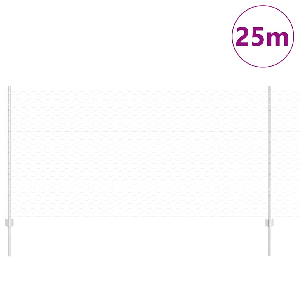 vidaXL Sześciokątne ogrodzenie z słupkiem 25 x 1,2 m Stal ocynkowana