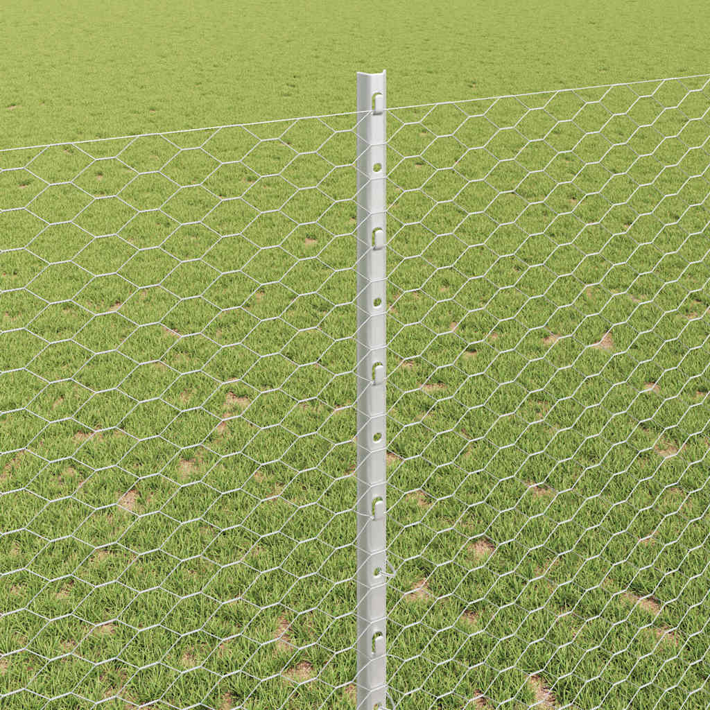 vidaXL Sześciokątne ogrodzenie z słupkiem 25 x 1,4 m Stal ocynkowana
