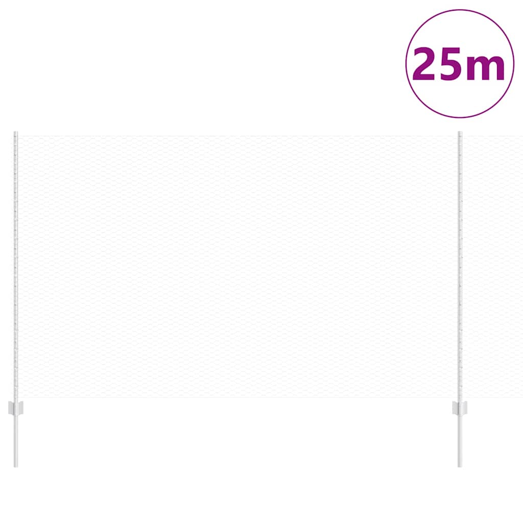 vidaXL Sześciokątne ogrodzenie z słupkiem 25 x 1,4 m Stal ocynkowana