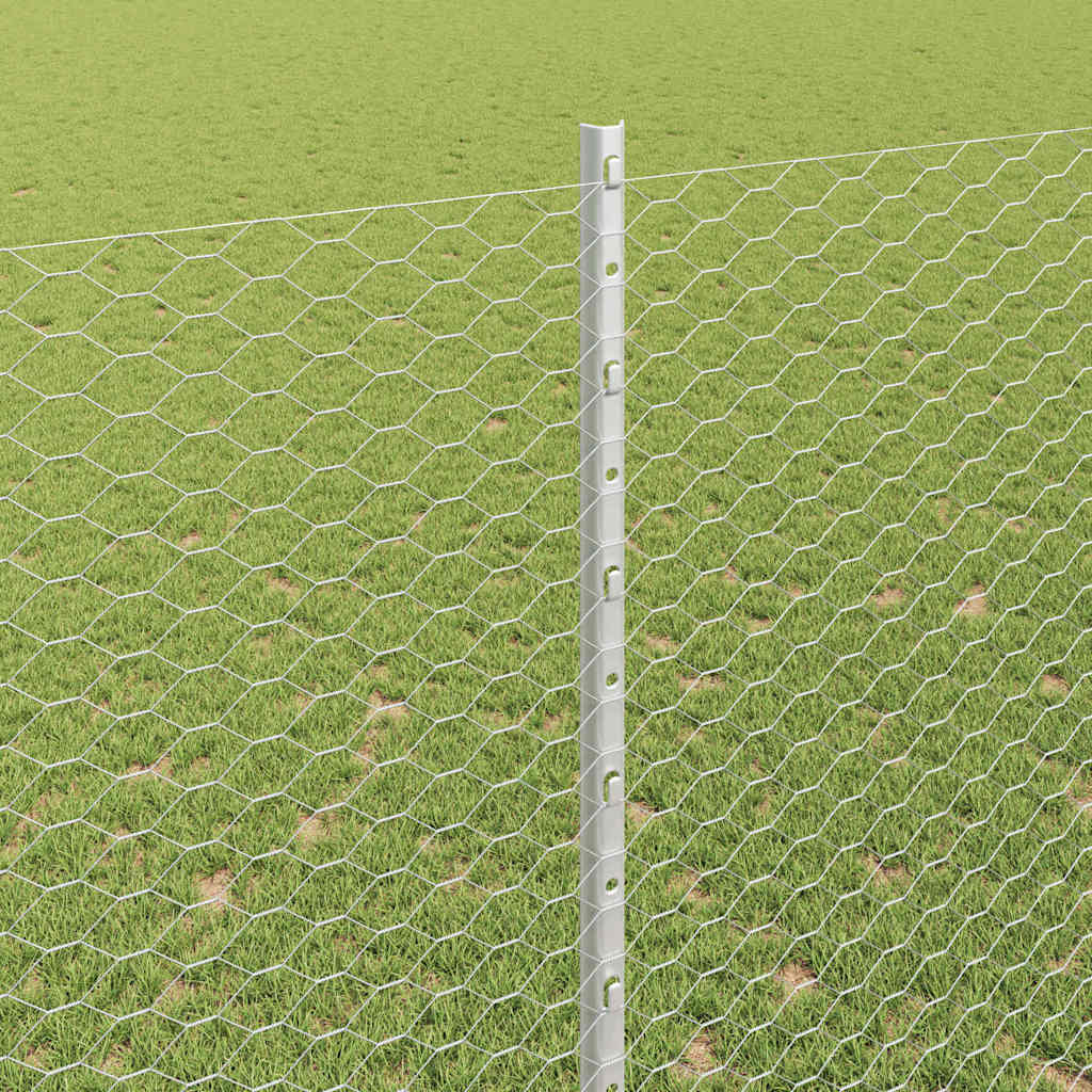 vidaXL Sześciokątne ogrodzenie z słupkiem 25 x 1,5 m Stal ocynkowana