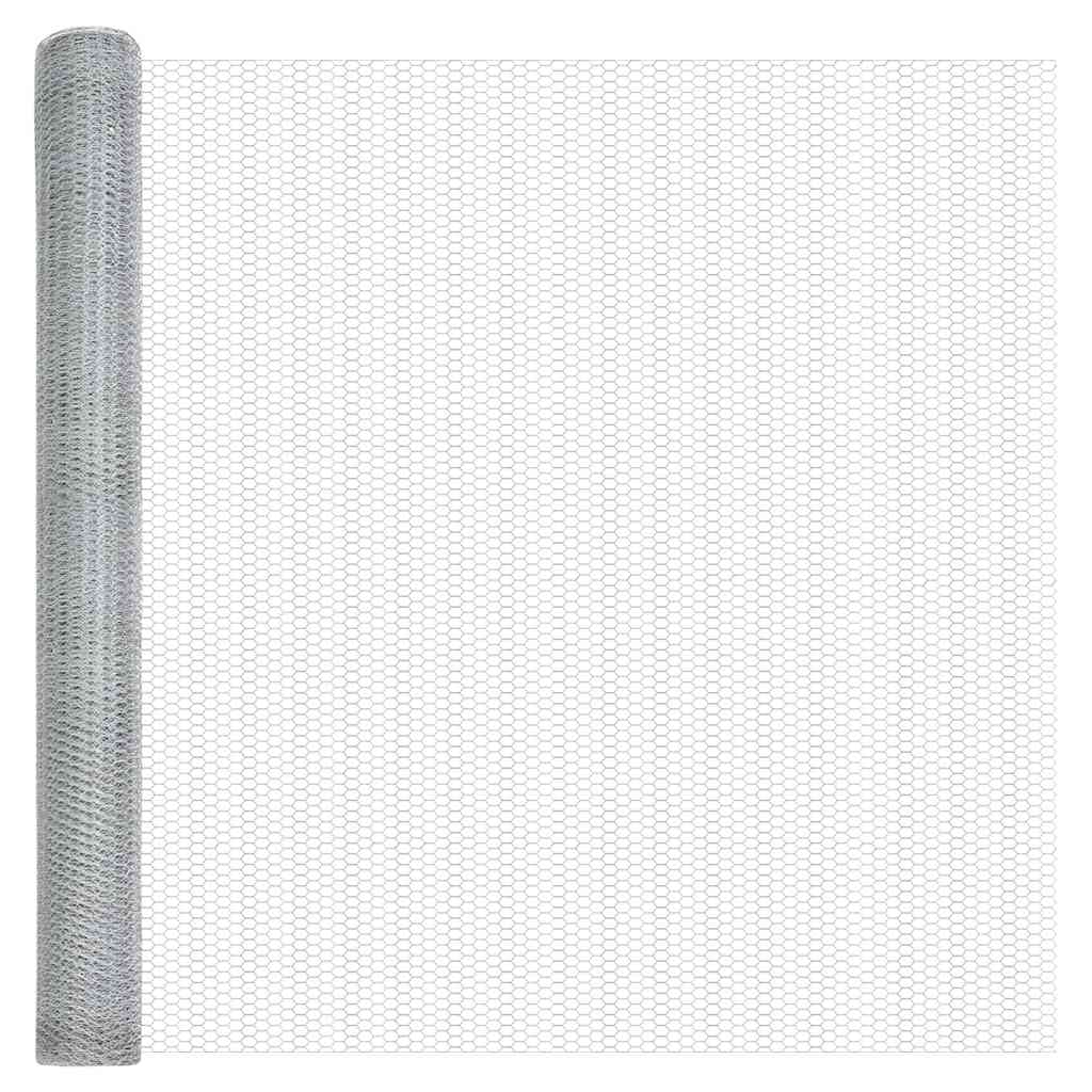 vidaXL Sześciokątne ogrodzenie z słupkiem 25 x 1,5 m Stal ocynkowana