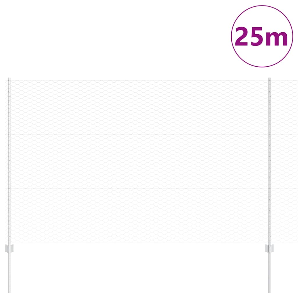 vidaXL Sześciokątne ogrodzenie z słupkiem 25 x 1,5 m Stal ocynkowana