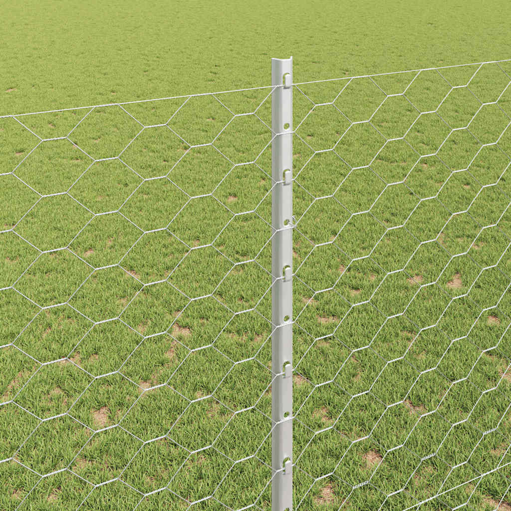 vidaXL Sześciokątne ogrodzenie z słupkiem 25 x 1,5 m Stal ocynkowana
