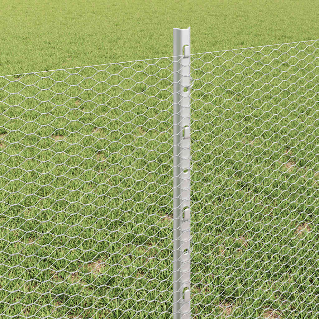vidaXL Sześciokątne ogrodzenie z słupkiem 100 x 0,6 m Stal ocynkowana
