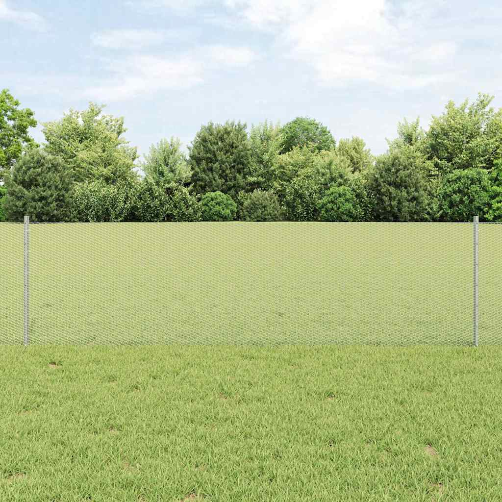 vidaXL Sześciokątne ogrodzenie z słupkiem 100 x 0,6 m Stal ocynkowana