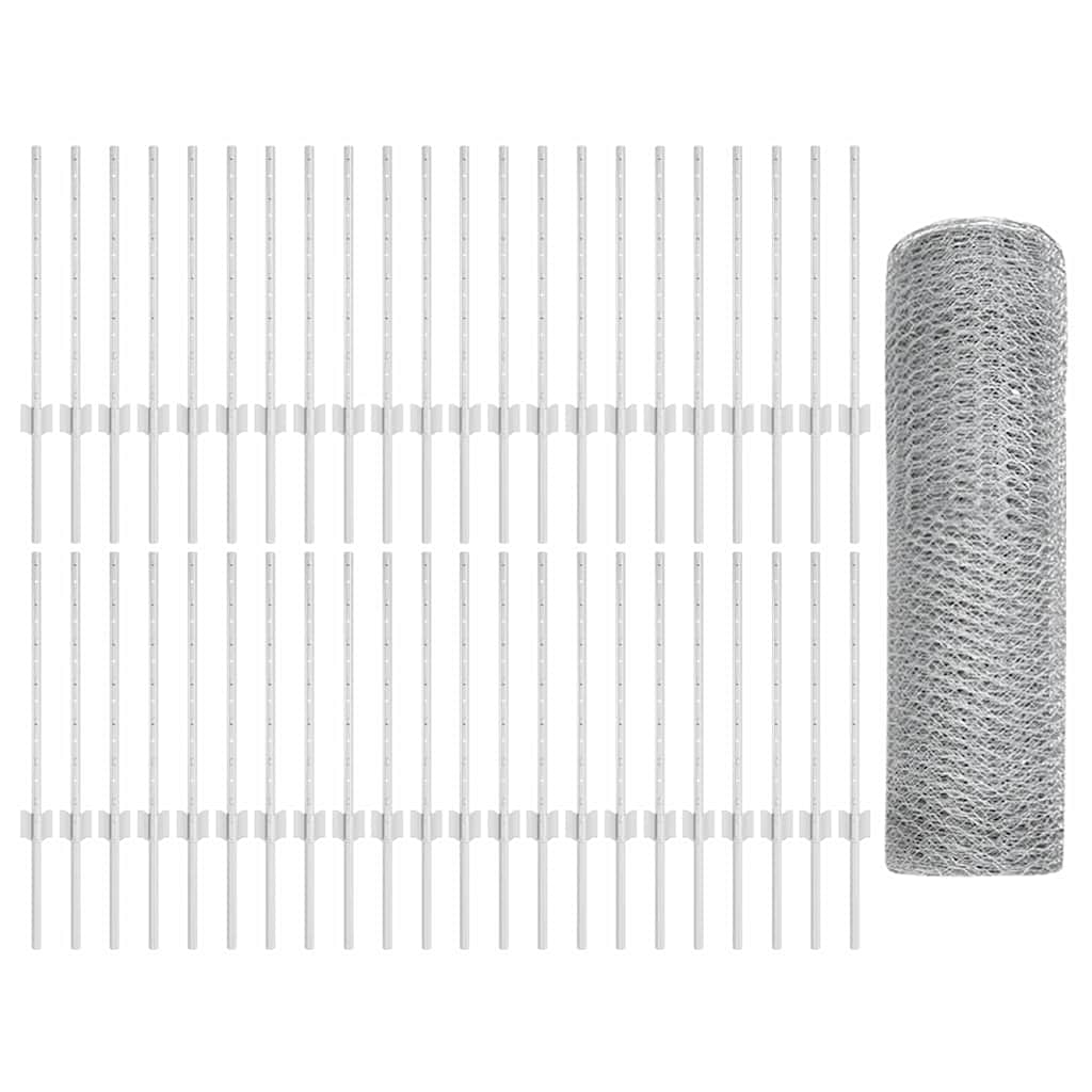 vidaXL Sześciokątne ogrodzenie z słupkiem 100 x 0,6 m Stal ocynkowana