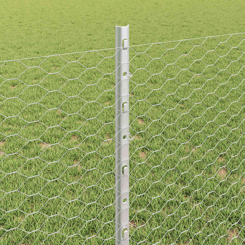 vidaXL Sześciokątne ogrodzenie z słupkiem 100 x 0,8 m Stal ocynkowana