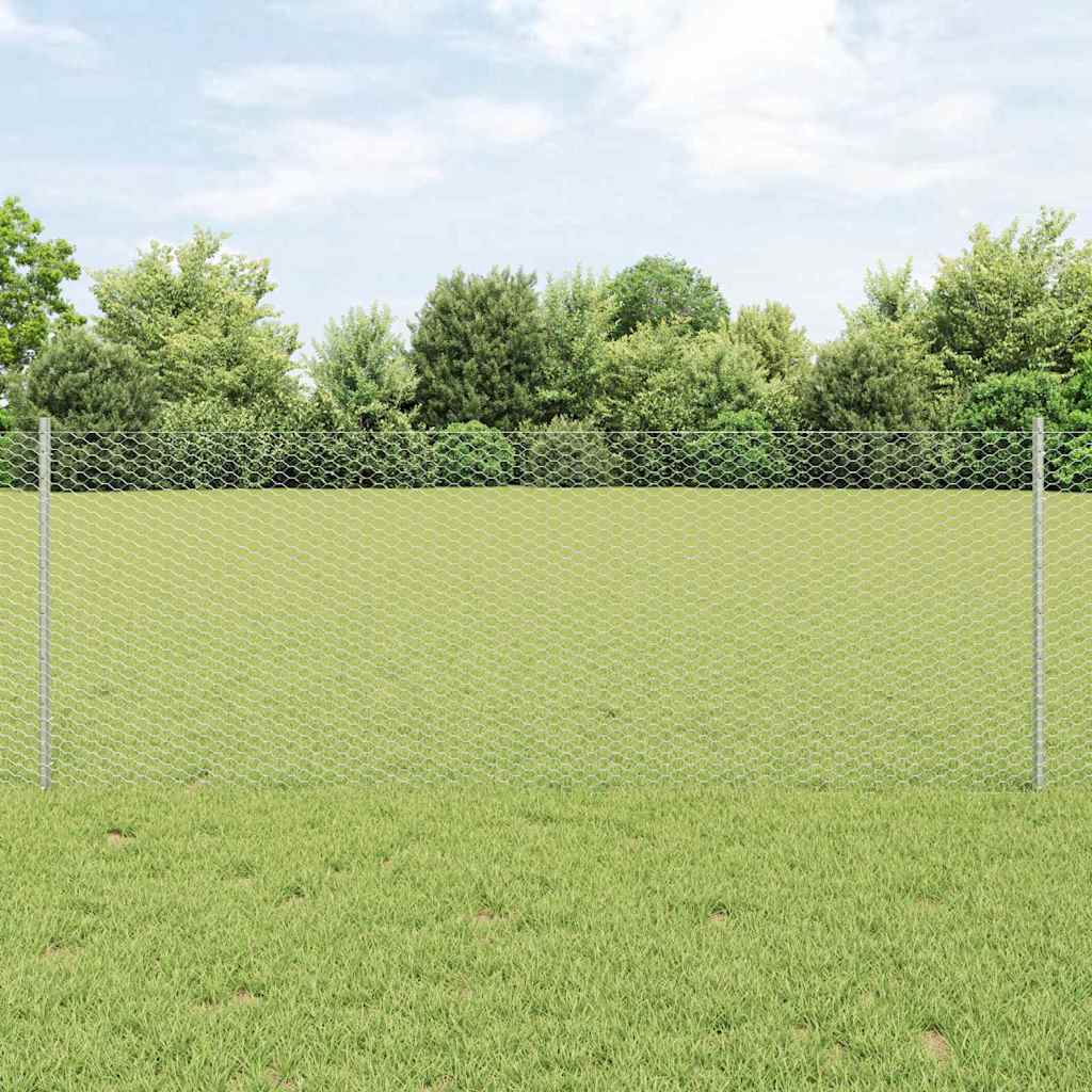 vidaXL Sześciokątne ogrodzenie z słupkiem 100 x 0,8 m Stal ocynkowana
