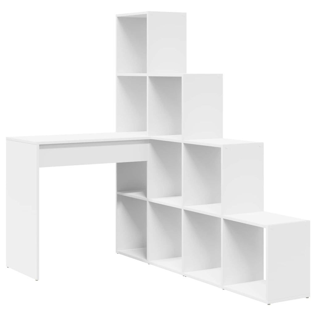 vidaXL Biurko narożne z półką Biały 101,5 x 149,5 x 149,5 cm