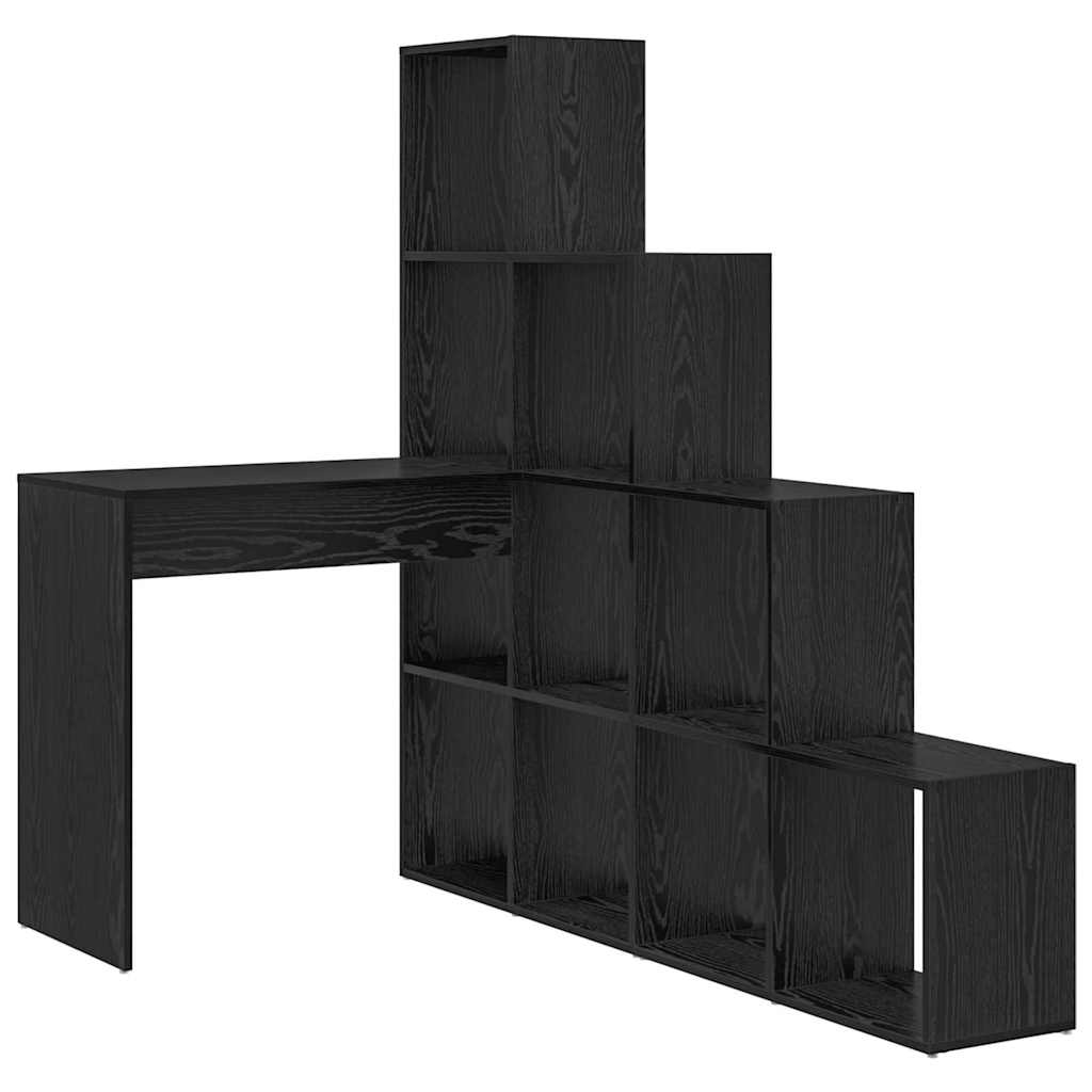 vidaXL Biurko narożne z półką Czarny Dąb 101,5 x 149,5 x 149,5 cm